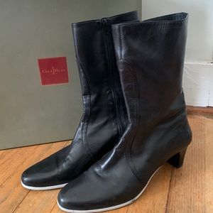 COLE HAAN Soft Black Leather Joslin Short Boots